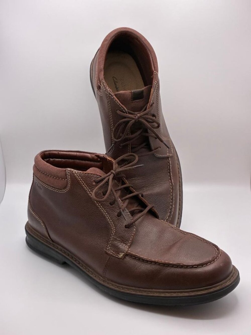 *VGUC* Clarks Mens Wallaston Mid Chukka Ankle Boot Leather Lace-Up Sz 10.5 Brown